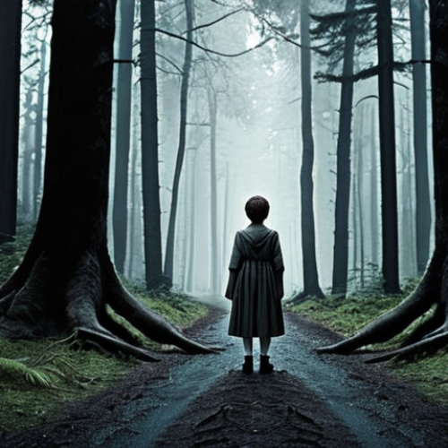 Home 14 **
A young person standing at a crossroads in a dark forest, symbolizing the journey of finding oneself. The style should be reminiscent of classic literature illustrations, with a focus on atmosphere and introspection.
**