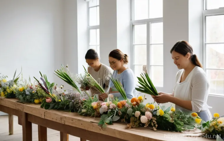 플라워 아트 - **Prompt:** An immersive and futuristic media art installation showcasing a vibrant blend of fresh a... 플라워 아트 - **Prompt:** An immersive and futuristic media art installation showcasing a vibrant blend of fresh a...